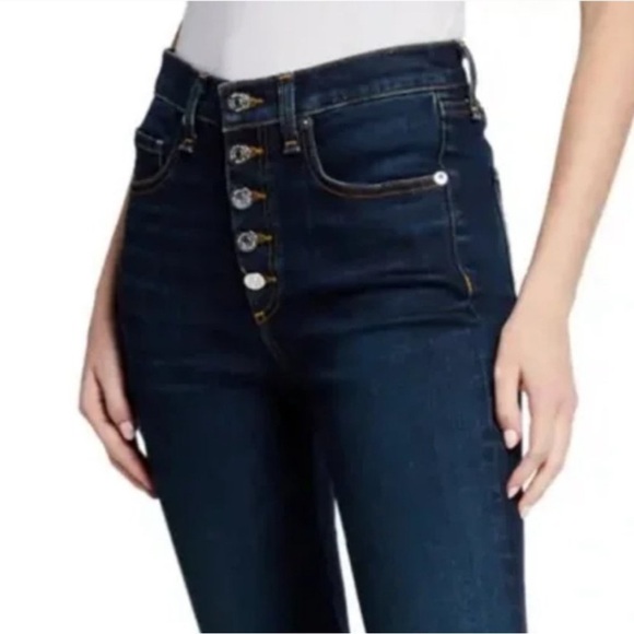 Veronica Beard Carolyn 10” Baby Boot Jeans Snap Hem in Dark Vintage Size 24 - Picture 15 of 16